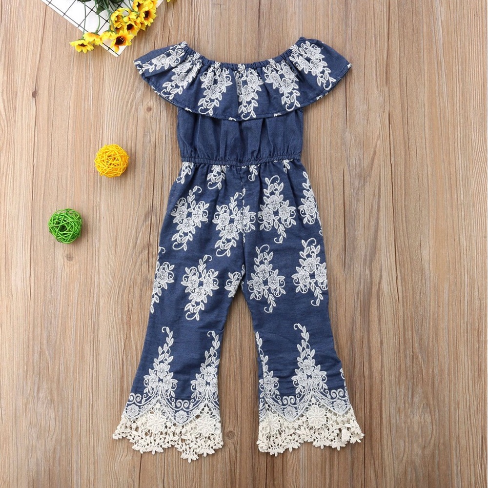 Like New Toddler 18-24 months Lace Denim Jumpsuit